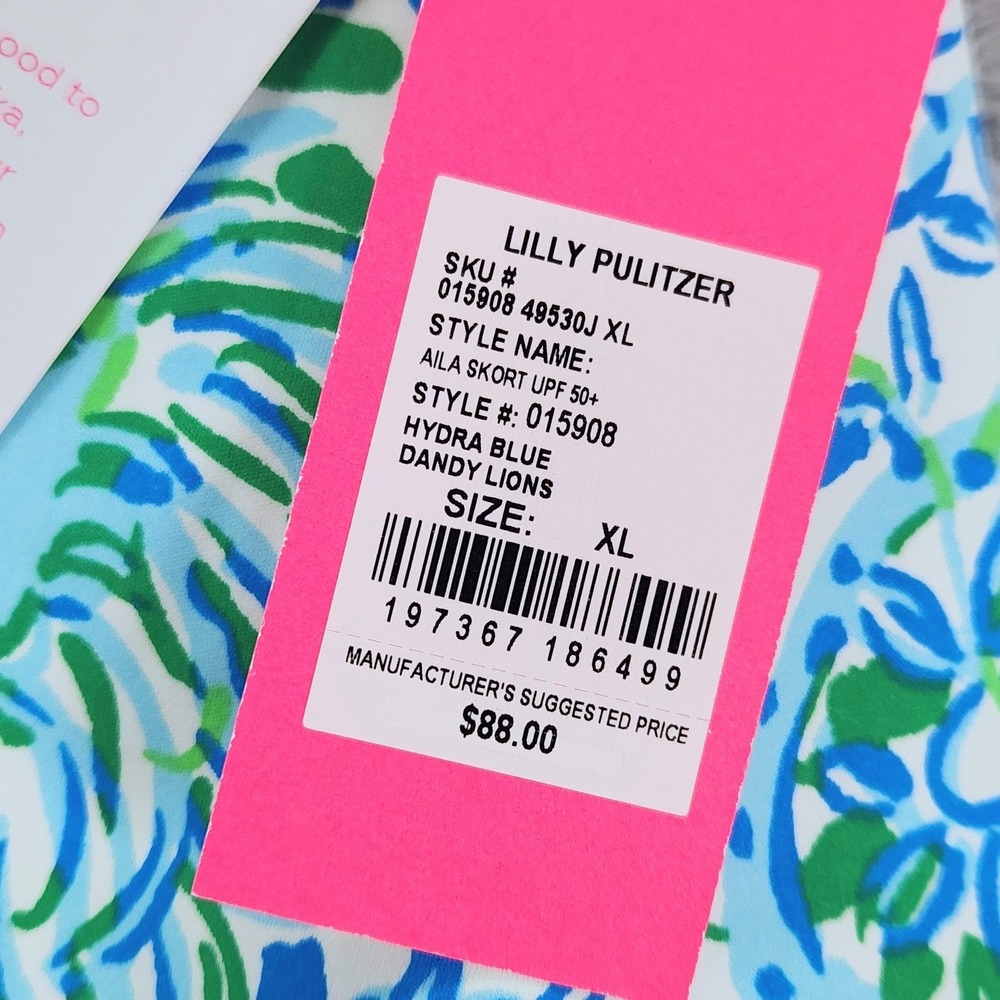 Lilly Pulitzer Luxletic Aila Skort Womens XL Blue Dandy Lions Golf UPF 50+ NEW - Picture 4 of 14